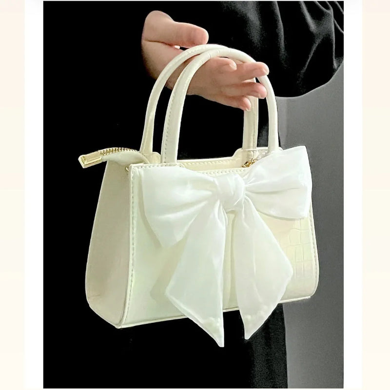 Fashion Women's Clutch Purse Handbags Summer Pink Bowknot Female Underarm Bags Sweet Girl's Small Square Shoulder Messenger Bag