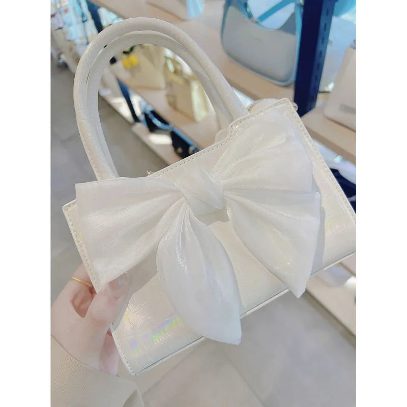 Fashion Women's Clutch Purse Handbags Summer Pink Bowknot Female Underarm Bags Sweet Girl's Small Square Shoulder Messenger Bag