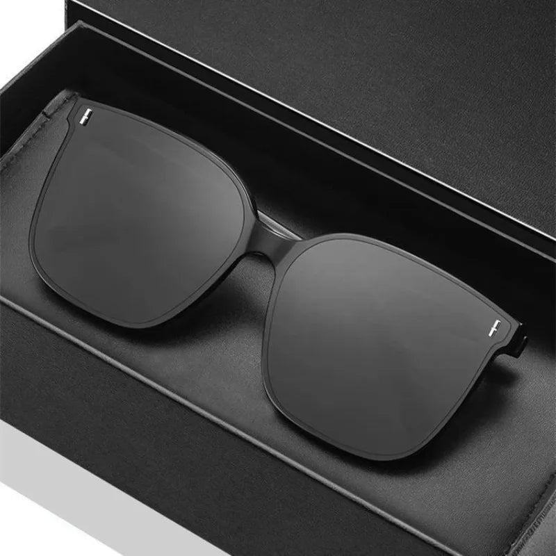 Fashion Korean Personality Ins Trend Black Square Frame UV400 Sunglasses for Unisex Street Sunglass