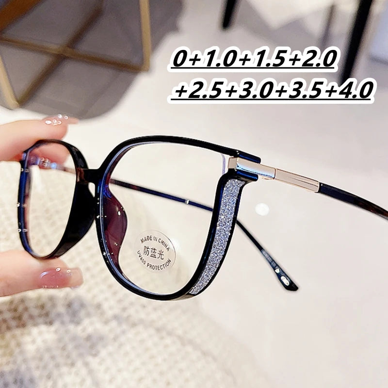 Luxury Far Sight Reading Glasses for Women Blue Light Blocking Computer Eyewear  New Trendy Cat Eye Eyeglasses for Women Men